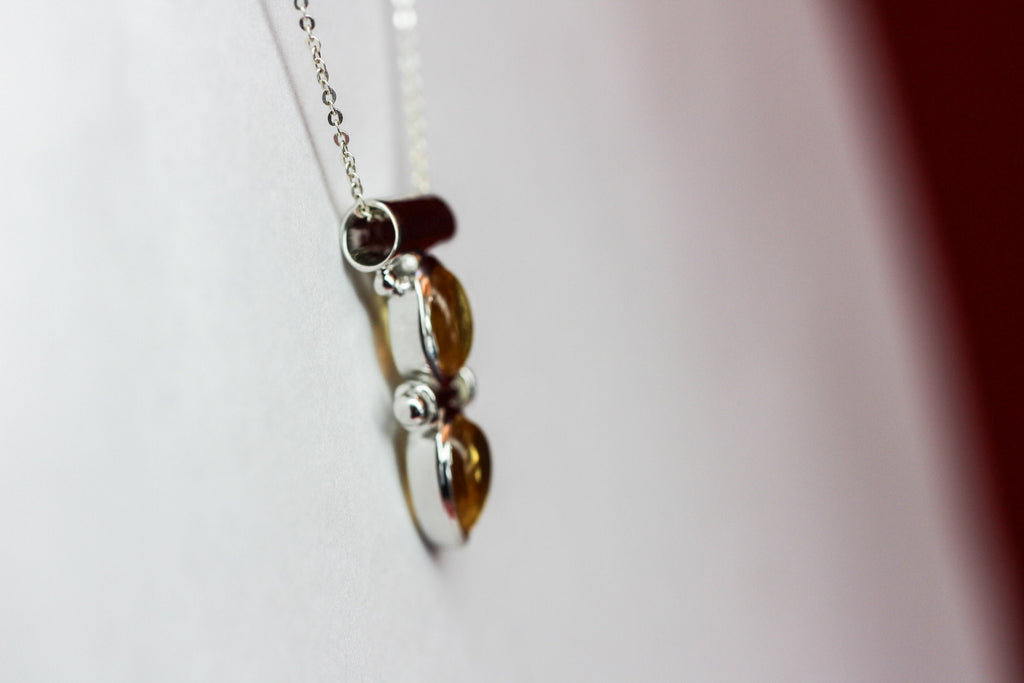 Design pur 2,85 Carat Citrin Cabochon Anhanger 925 Silber Collier Kette