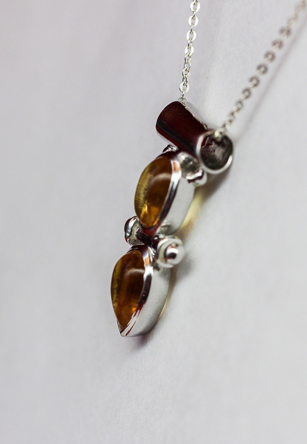 Design pur 2,85 Carat Citrin Cabochon Anhanger 925 Silber Collier Kette