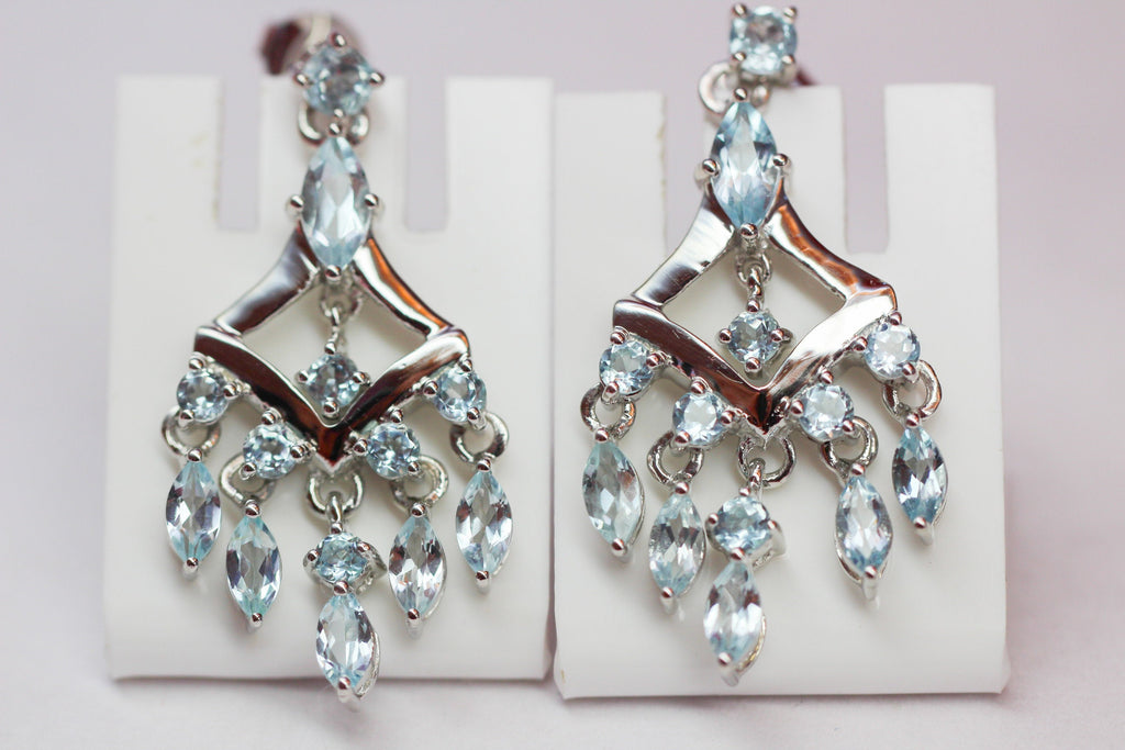 Edle 6,95 Carat Blautopas Ohrstecker 925 Silber sky blue Topas Ohrhanger