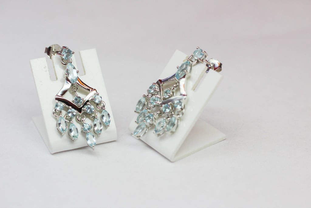 Edle 6,95 Carat Blautopas Ohrstecker 925 Silber sky blue Topas Ohrhanger