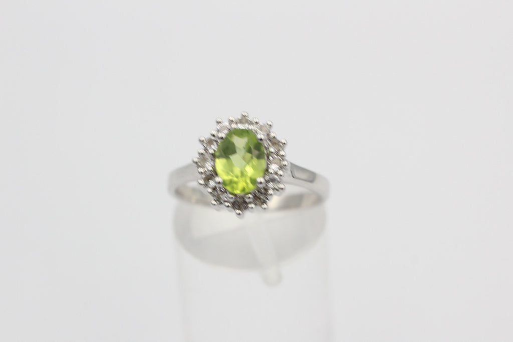 Edler 1,65 Carat Peridot Weiatopas Ring 925 Silber maigraner Olivin 8 / 18 / 57