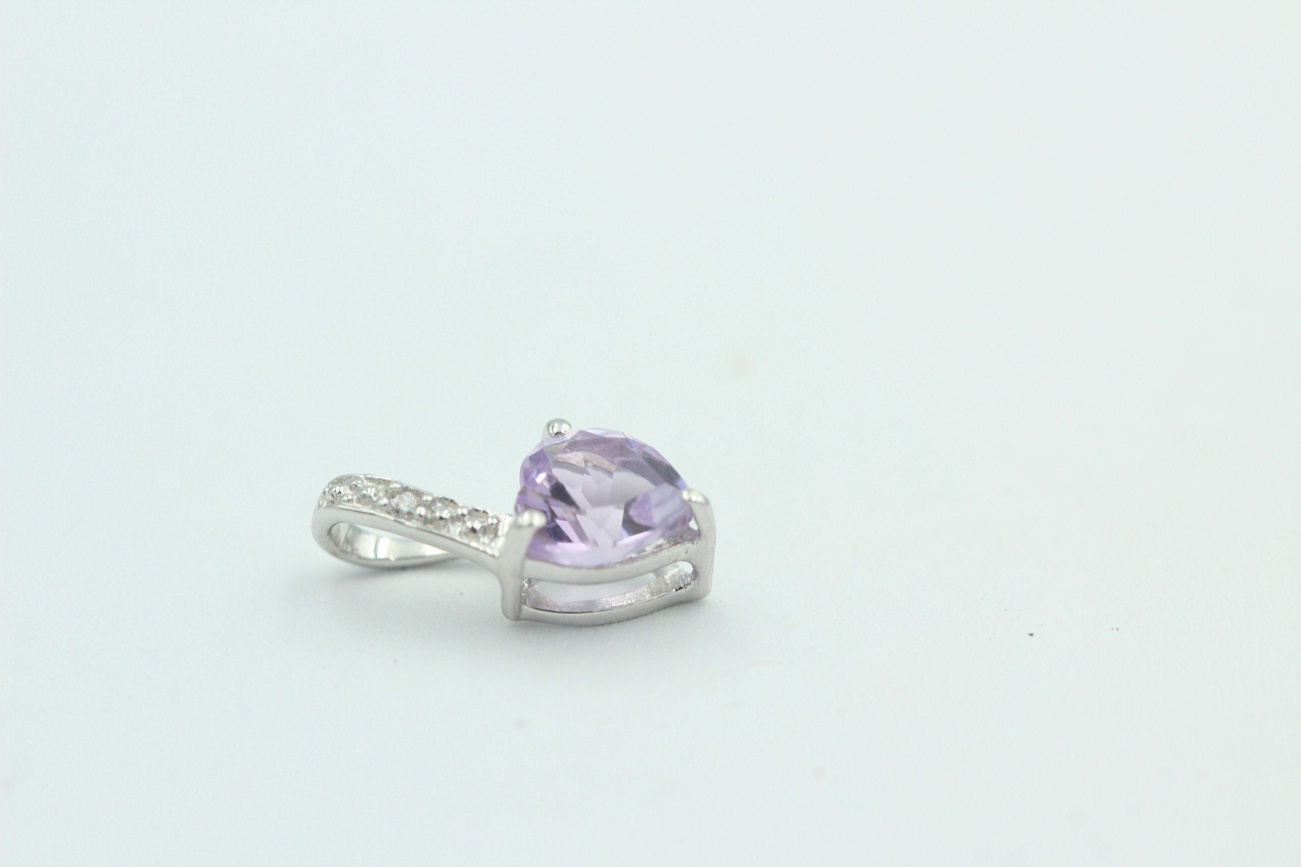 0,58 Carat Pink Amethyst Herz Anhänger 925 Silber Amethystschmuck