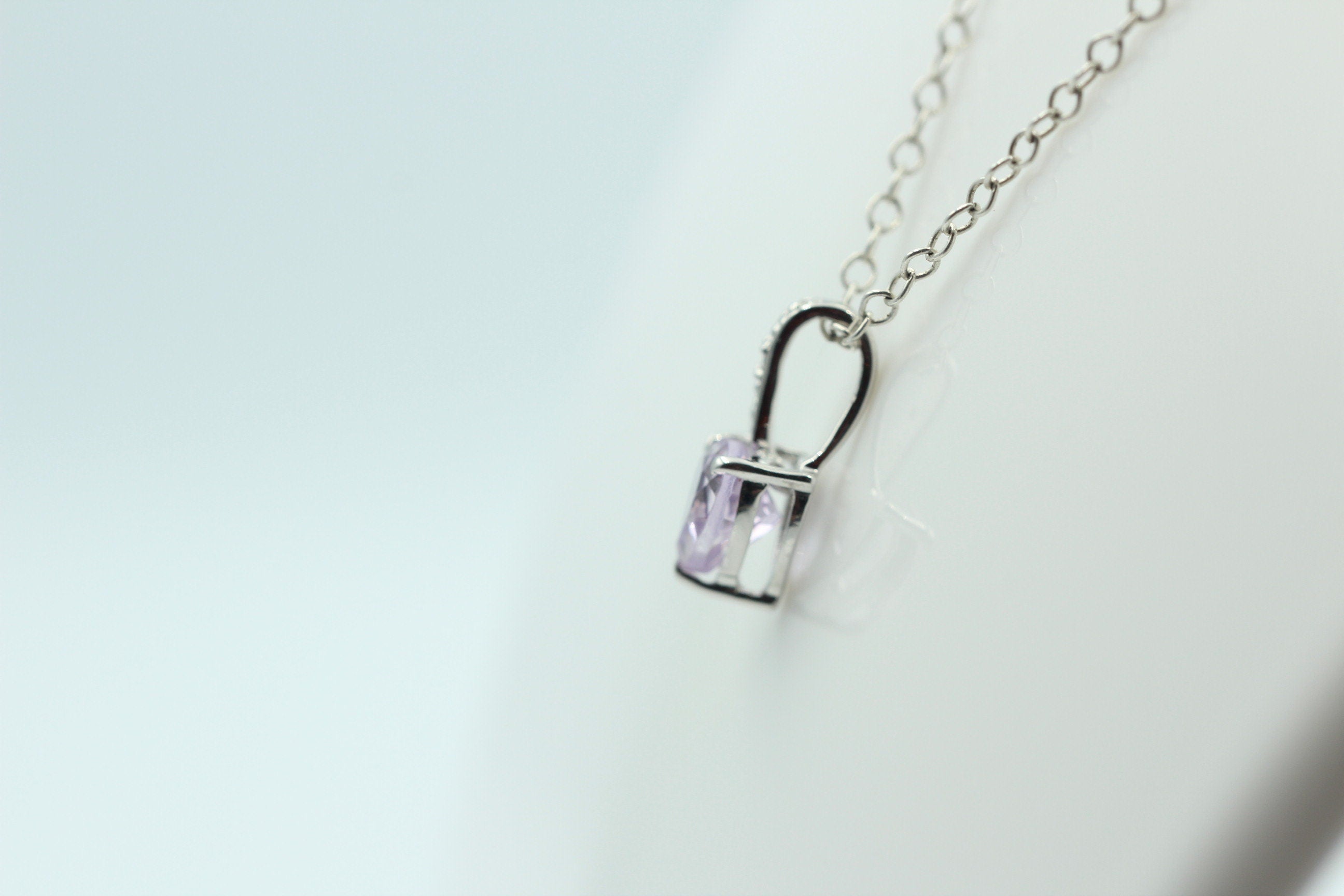 0,58 Carat Pink Amethyst Herz Anhänger 925 Silber Amethystschmuck