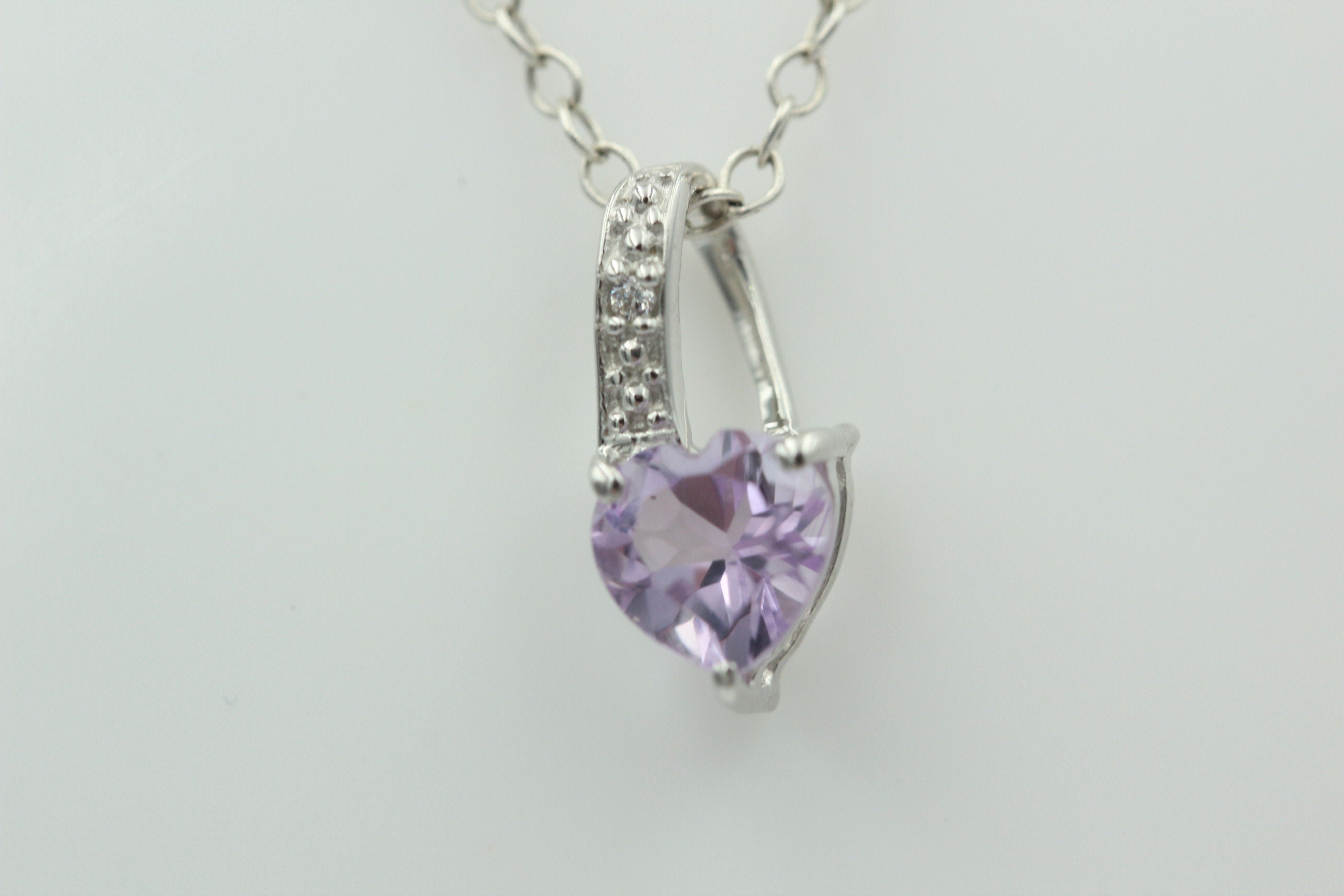 0,58 Carat Pink Amethyst Herz Anhänger 925 Silber Amethystschmuck