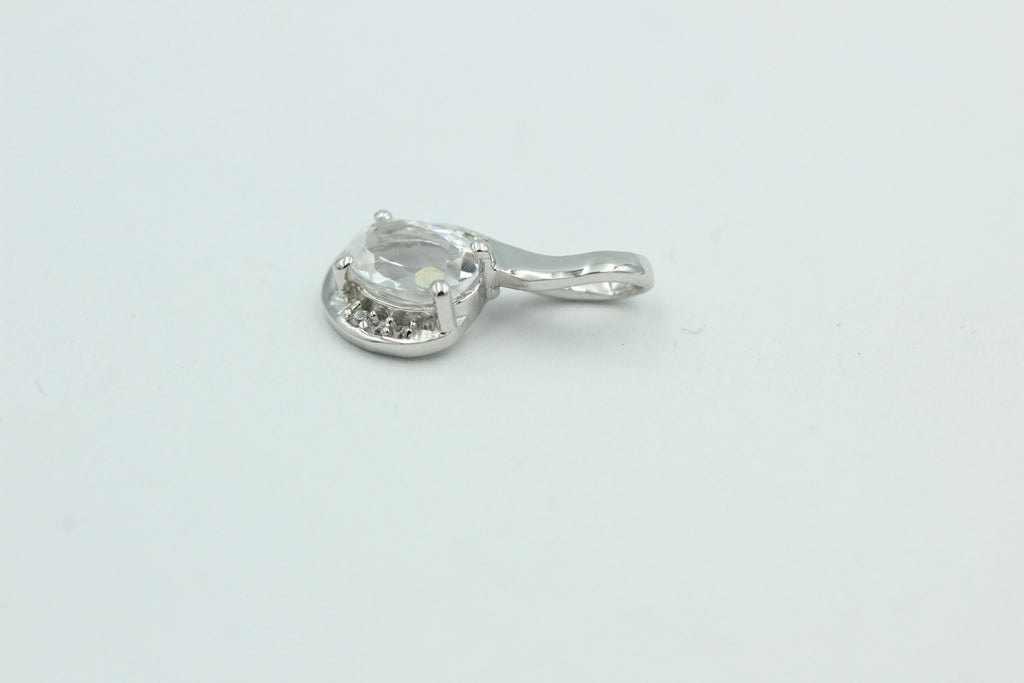 1,12 Carat Bergkristall Anhänger 925 Silber  mit Zirkonia Kristallanhänger