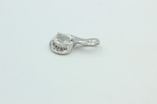 1,12 Carat Bergkristall Anhänger 925 Silber  mit Zirkonia Kristallanhänger