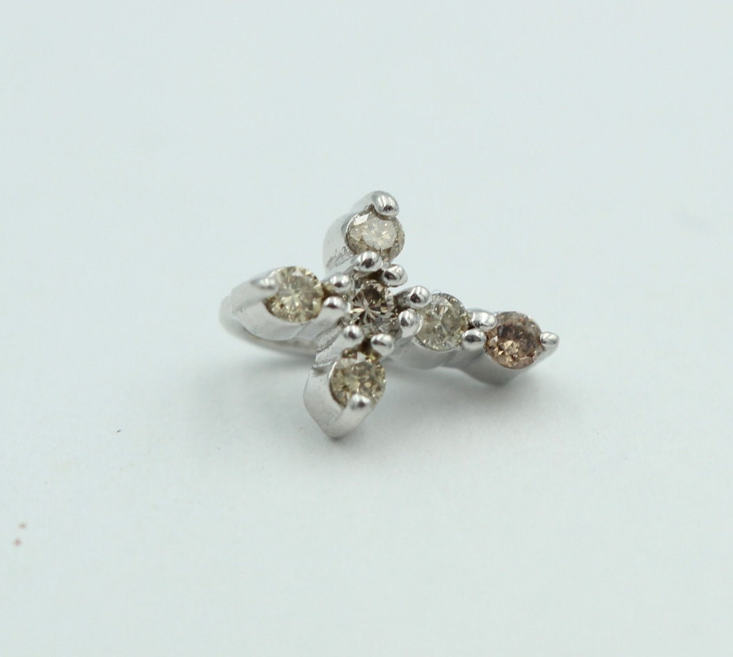 0,072 Carat champagner Diamant Kreuzanhänger 925 Silber Collier Kette I2 - I3