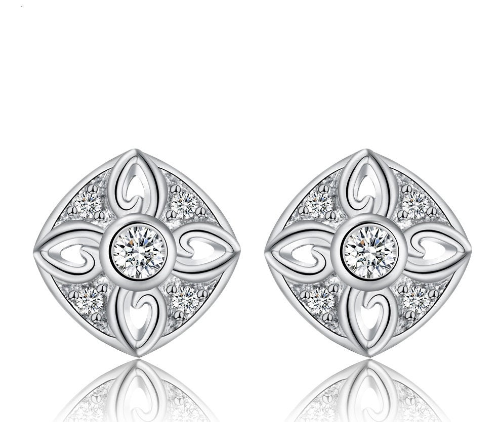 Edle Zirkonia Ohrstecker 925 Silber Ohrschmuck American Diamant Top Edel
