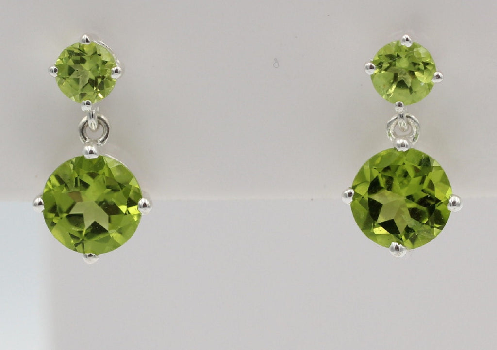 Edle 2,4 Carat Peridot Ohrstecker 925 Silber Ohrschmuck Edelstein Olivin Top