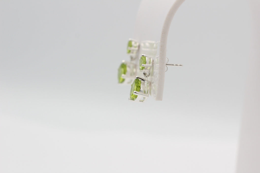 Edle 2,4 Carat Peridot Ohrstecker 925 Silber Ohrschmuck Edelstein Olivin Top
