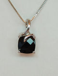 Eder 1,70 Carat schwarzer Spinell Anhanger 925 Silber Collier Kette Edelsteinanhanger