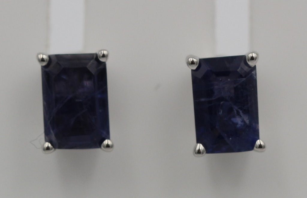 Edle 1,25 Carat Ioltih Ohrstecker 925 Silber Wassersaphir Luchssaphir Edelstein