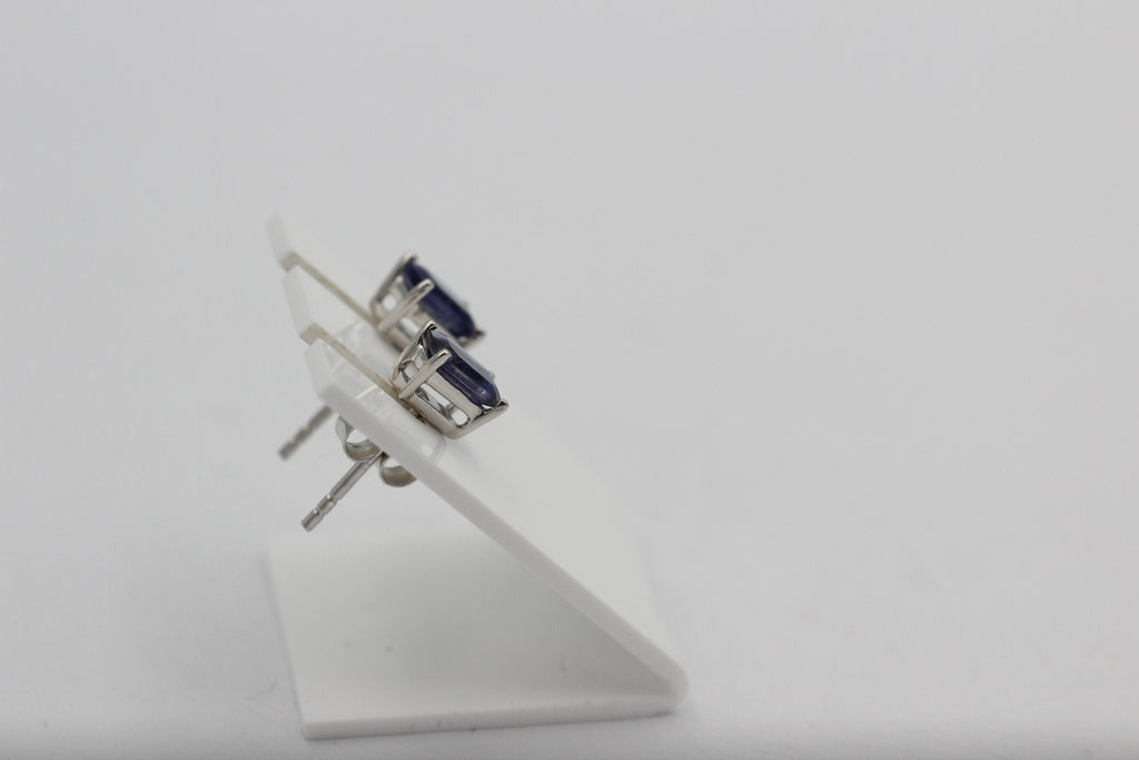 Edle 1,25 Carat Ioltih Ohrstecker 925 Silber Wassersaphir Luchssaphir Edelstein