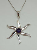 1,55 Carat Amethyst Cabochon Stern Anhanger 925 Silber  violetter Edelstein