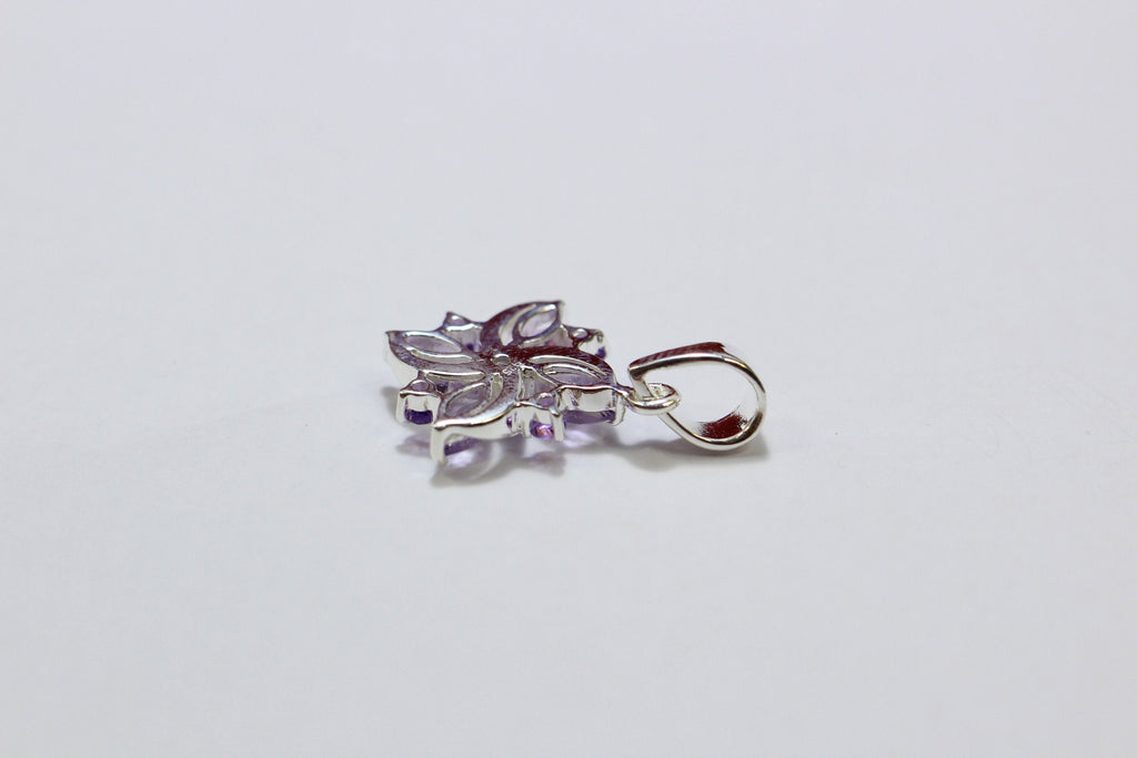 Edler 0,8 Carat Amethyst Anhanger 925 Silber Collier Kette  Anhanger violett