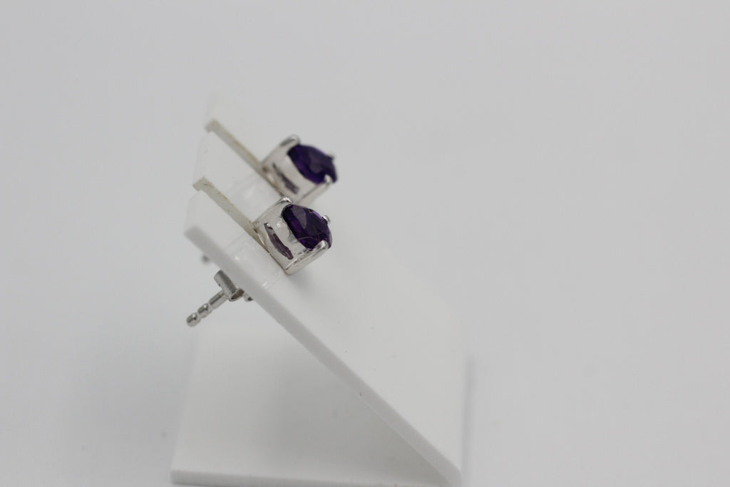 Edle 0,45 Carat Amethyst Ohrstecker Orring 925 Silber Unisex violetter Edelstein