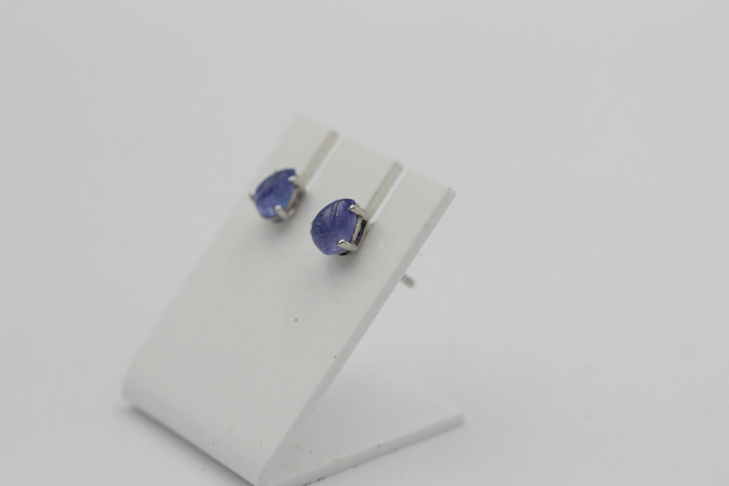 Edle 1,14 Tansanit Ohrstecker 925 Silber Tropfen Cabochon Schliff Afrika Unisex