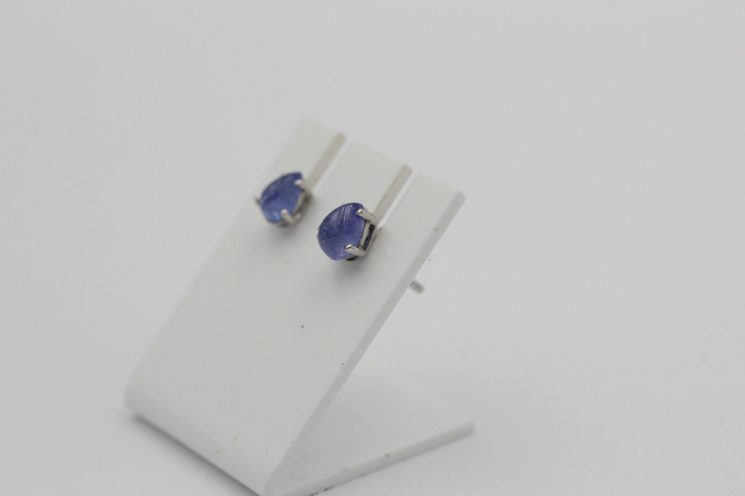 Edle 1,14 Tansanit Ohrstecker 925 Silber Tropfen Cabochon Schliff Afrika Unisex