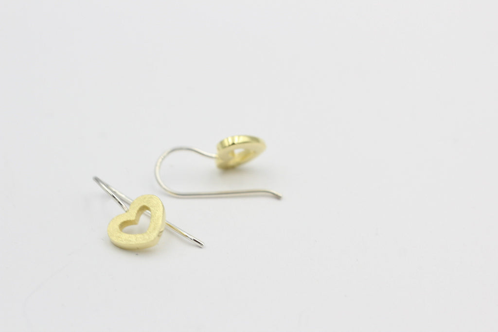 Design Ohrhaken Herz 925 Sterling Silber  18 k vergoldet Sonderposten