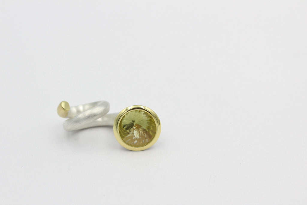 Campur Design 2,87 Carat Lemon Quarz Anhänger 925 Silber teilvergoldet Collier