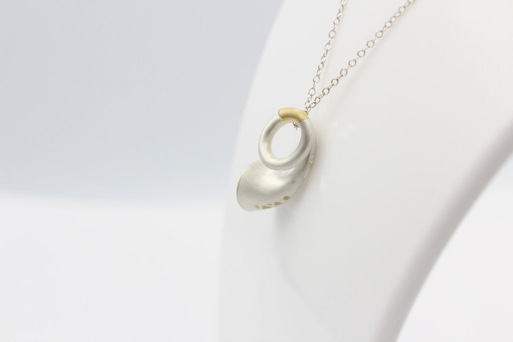 Campur Design 2,87 Carat Lemon Quarz Anhänger 925 Silber teilvergoldet Collier