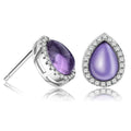 Edel 2,8 Carat Amethyst Ohrstecker 925 Silber Zirkonia Pear Ohrstecker
