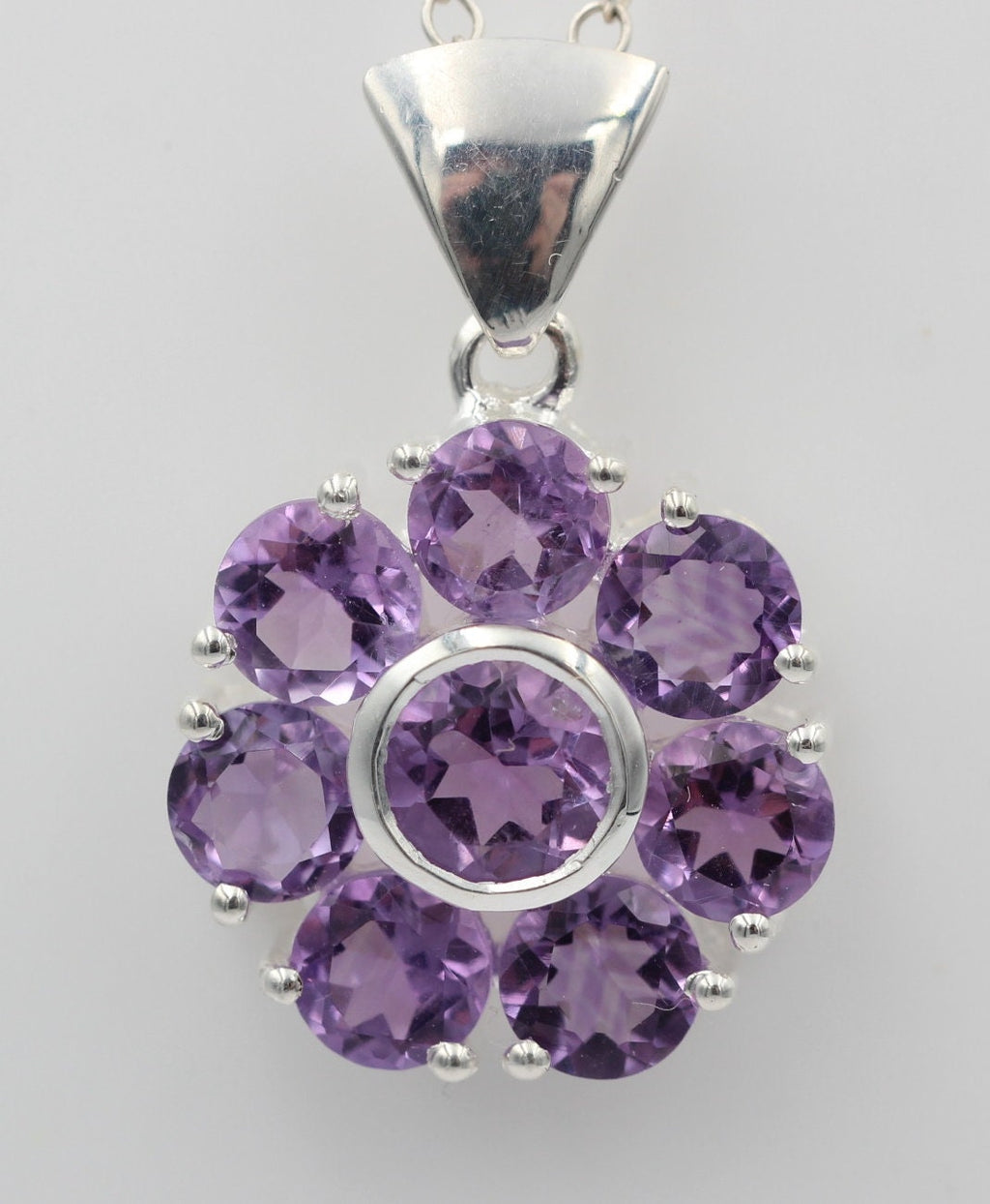 Edler 2,53 Carat Amethyst Anhänger 925 Silber violetter Edelstein Top