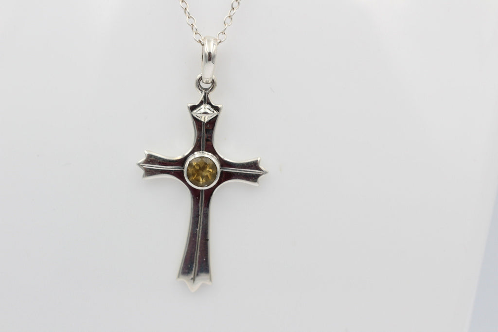 0,36 Carat Citrin Kreuz Anhänger 925 Silber goldgelber Citrin