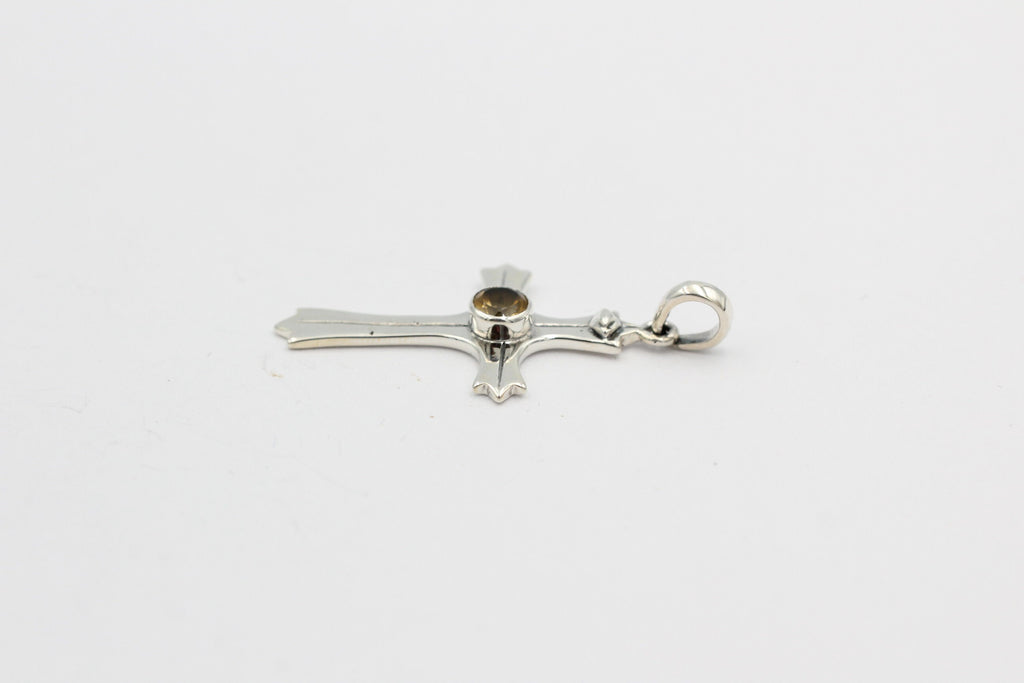 0,36 Carat Citrin Kreuz Anhänger 925 Silber goldgelber Citrin