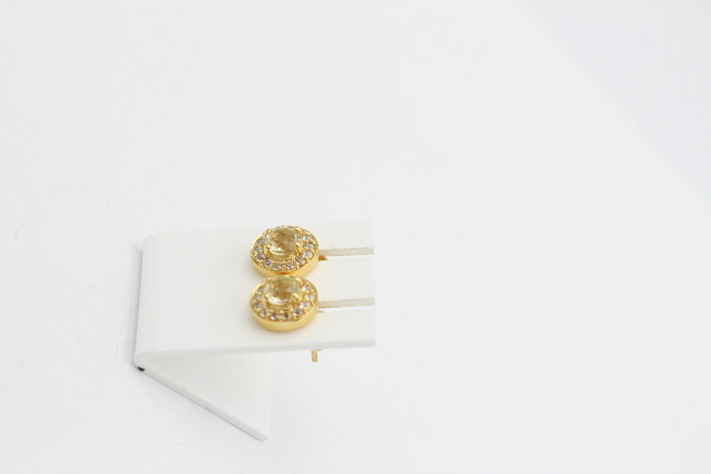 Edler 1,4 Carat Lemonquarz Weißopas Ohrstecker 925 Silber Edelstein Schmuck