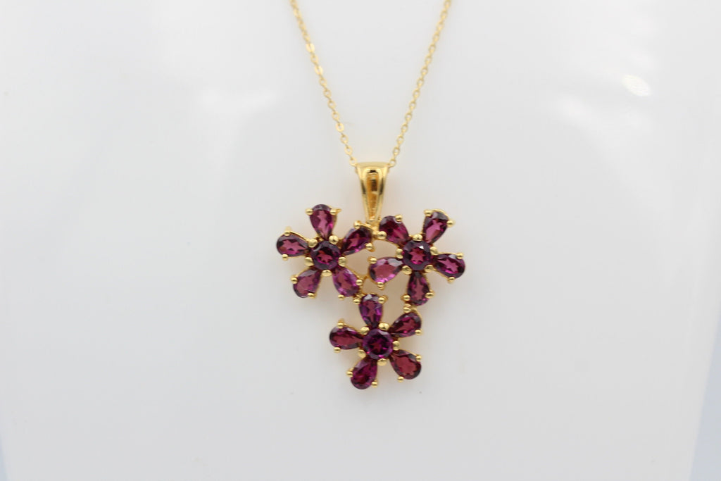 Edler 4,2 Carat  Granat Anhänger 925 Silber Collier Kette blutroter Granat
