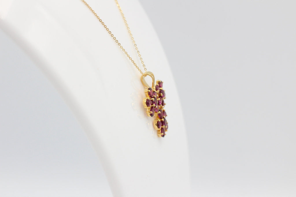Edler 4,2 Carat  Granat Anhänger 925 Silber Collier Kette blutroter Granat
