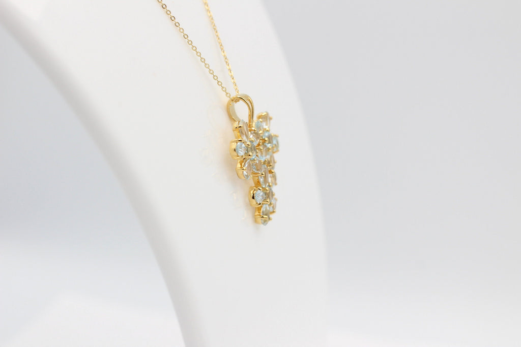 Edler 4,2 Carat Blautopas Anhänger 925 Silber Collier Kette bellblauer Topas