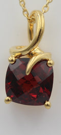 1,5 Carat Granat  Anhänger 925 Silber Collier  Checker Board blutroter Granat