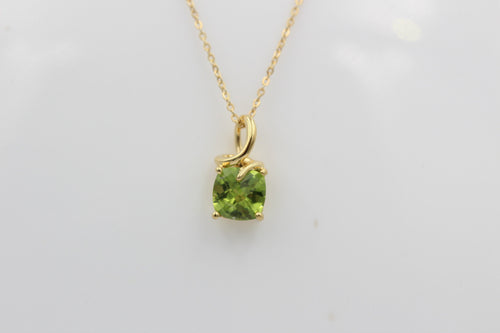 1,5 Carat Peridot Anhänger 925 Silber Collier Kette Checker Maigrüner Edelstein