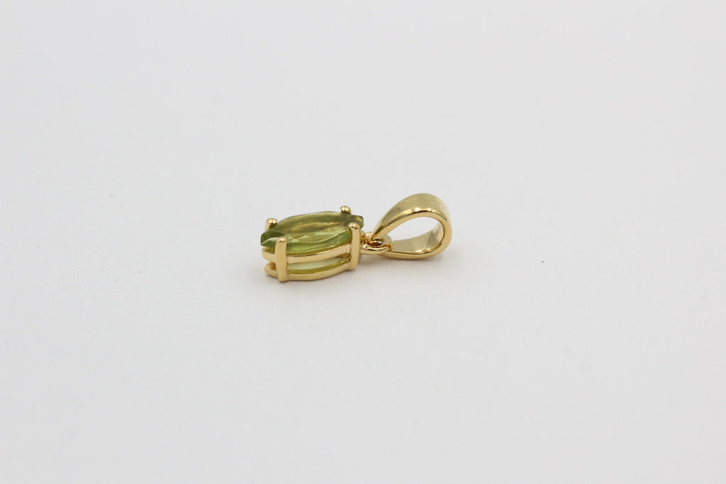 1,1 Carat Peridot Anhänger Marquiseschliff 925 Silber Collier Kette vergoldet