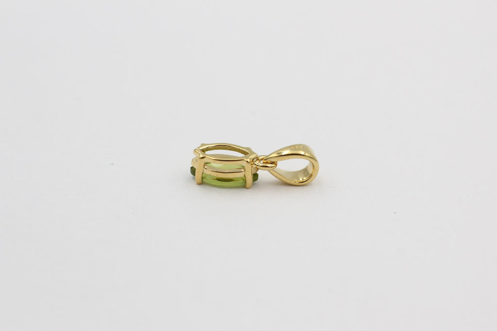 1,1 Carat Peridot Anhänger Marquiseschliff 925 Silber Collier Kette vergoldet