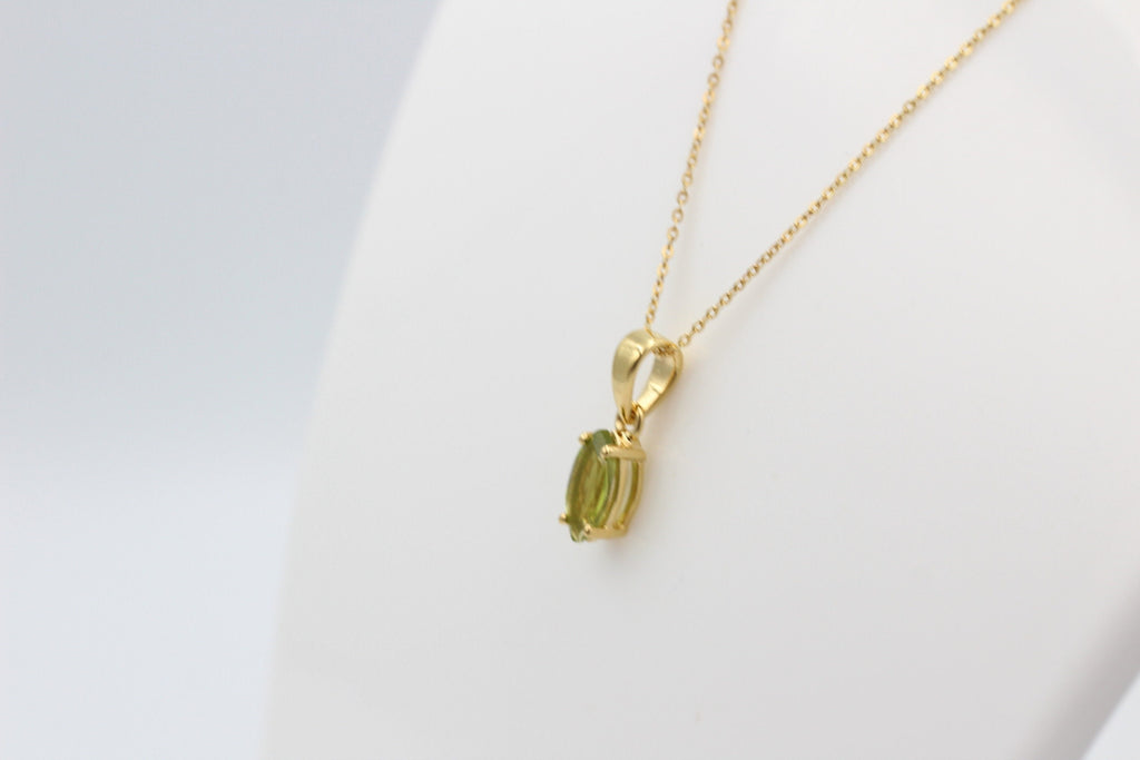 1,1 Carat Peridot Anhänger Marquiseschliff 925 Silber Collier Kette vergoldet