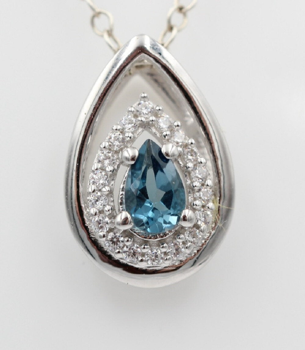 Edler 0,51 Carat London blauer Topas Anhänger 925 Silber  london seltener london Topas
