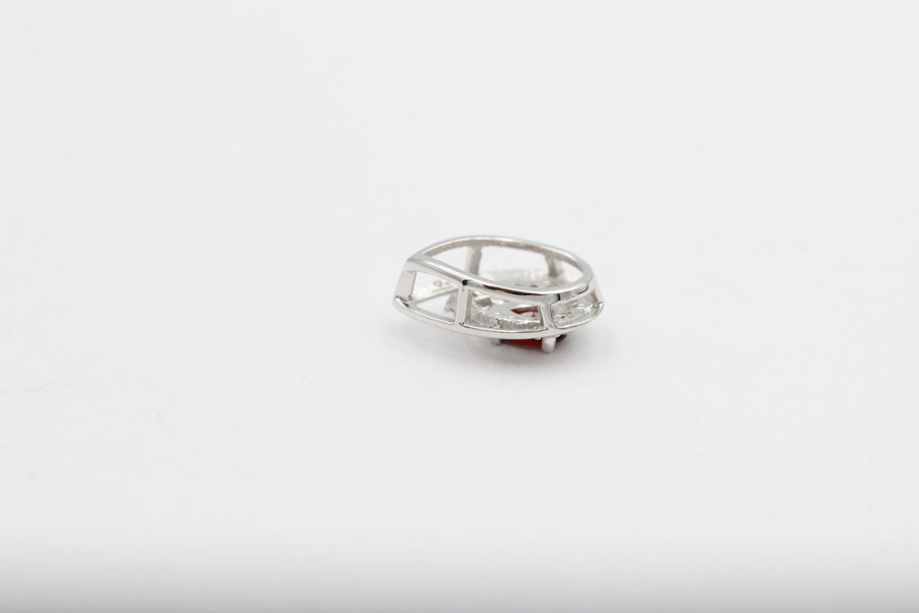 Edler 0,51 Carat Granat Anhänger 925 Silber Collier Kette blutroter Edelstein
