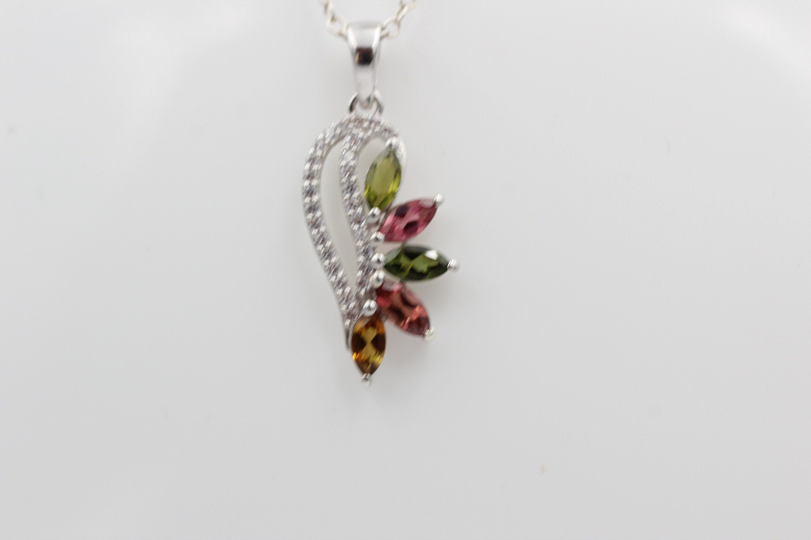 1,26 Carat Multi Turmalin Anhänger 925 Silber Turmalinschmuck Kettenanhänger