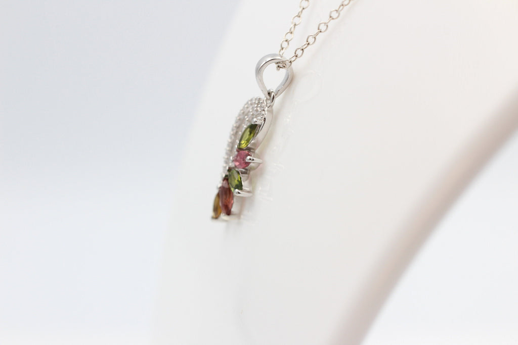 1,26 Carat Multi Turmalin Anhänger 925 Silber Turmalinschmuck Kettenanhänger