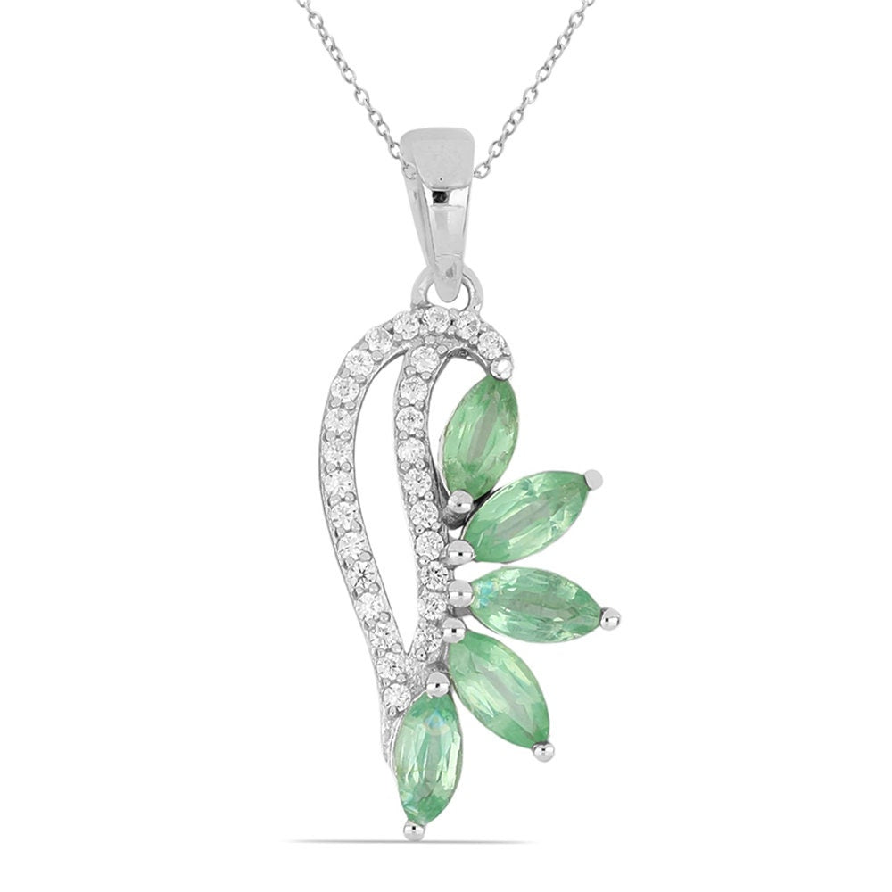 1,26 Carat grüner Kyxanit Anhänger 925 Silber Collier Kette Mintfarbener Kyanit