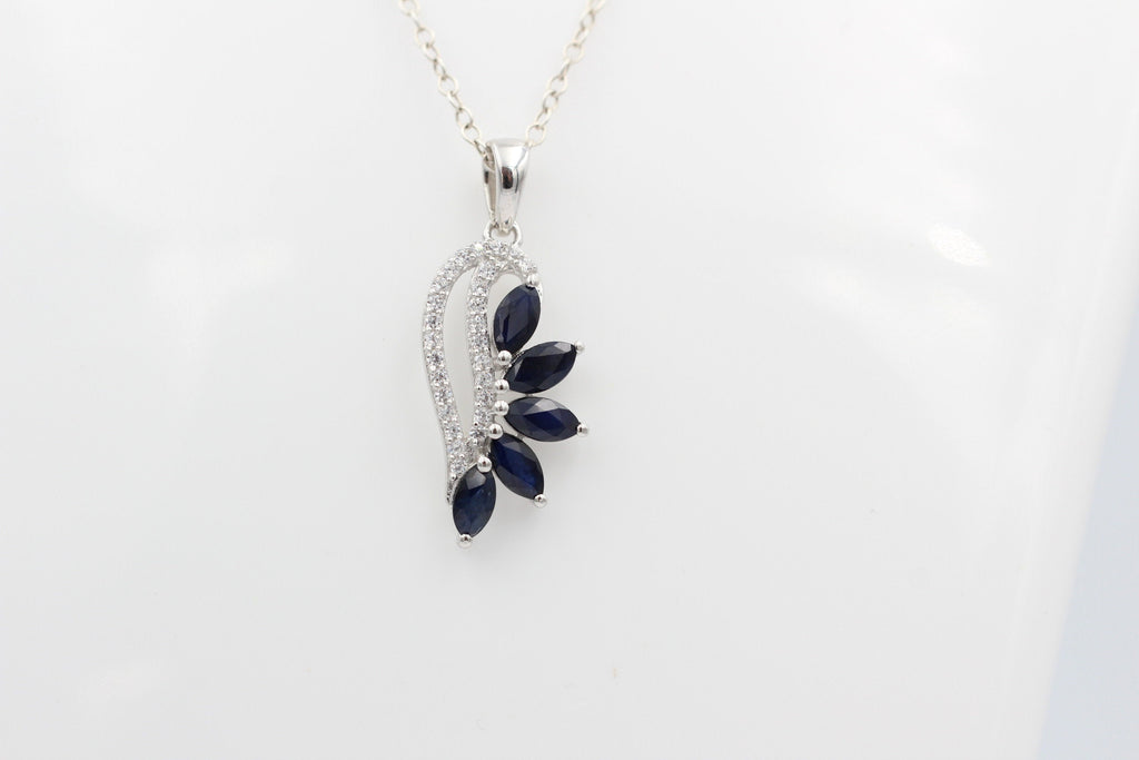 1,26 Carat blauer Saphir Anhänger 925 Silber Collier Kette Saphirschmuck Top