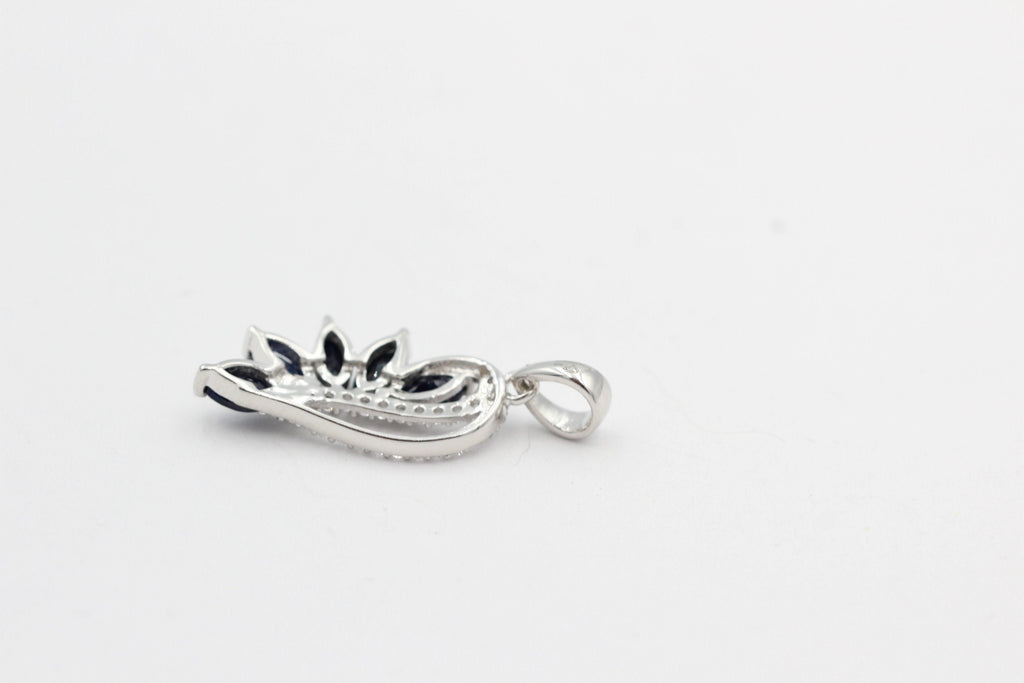 1,26 Carat blauer Saphir Anhänger 925 Silber Collier Kette Saphirschmuck Top