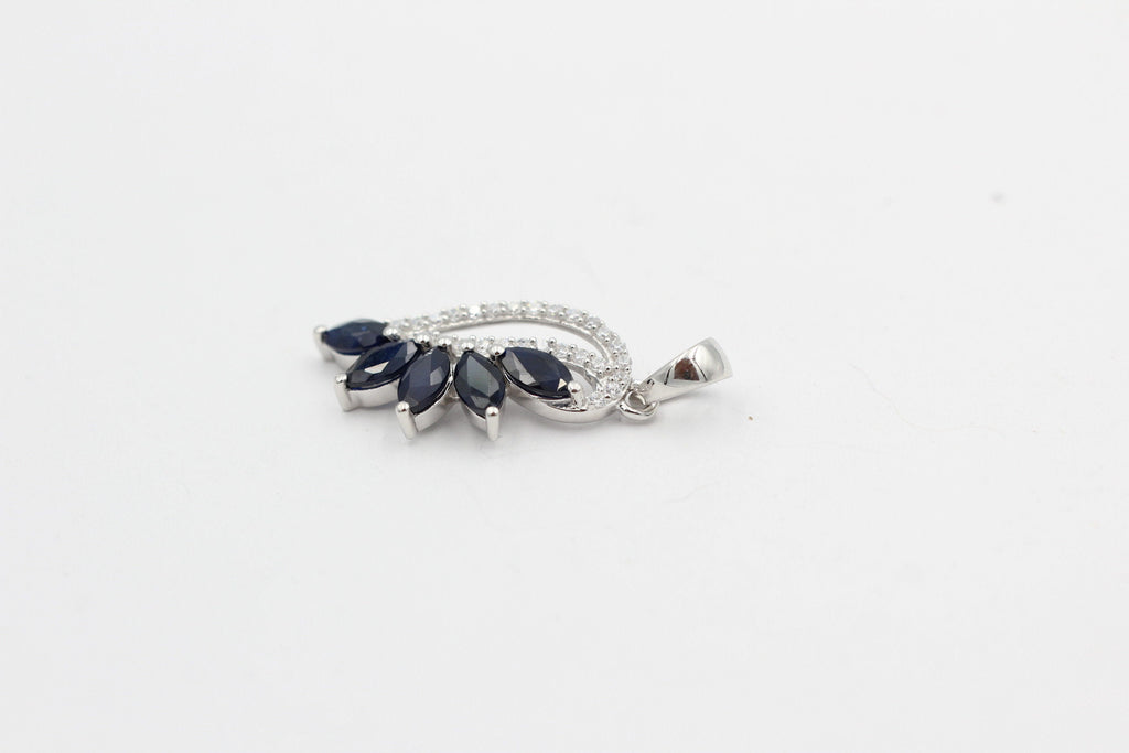 1,26 Carat blauer Saphir Anhänger 925 Silber Collier Kette Saphirschmuck Top