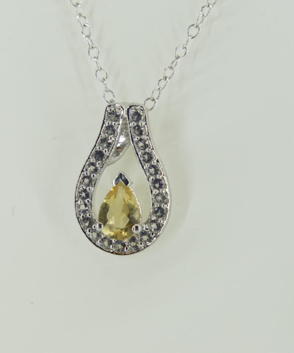 0,65 Carat Citrin  Anhanger 925 Silber weisstopas 925 Silber goldener Ciitrin