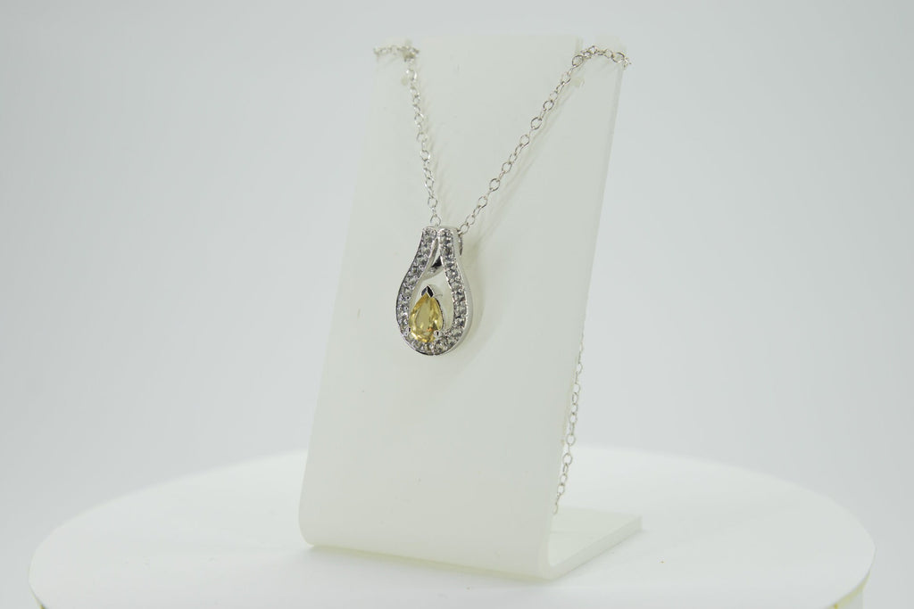0,65 Carat Citrin  Anhanger 925 Silber weisstopas 925 Silber goldener Ciitrin