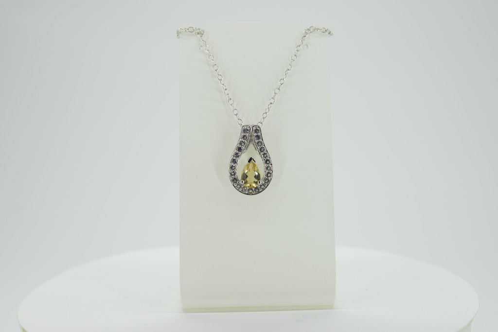 0,65 Carat Citrin  Anhanger 925 Silber weisstopas 925 Silber goldener Ciitrin