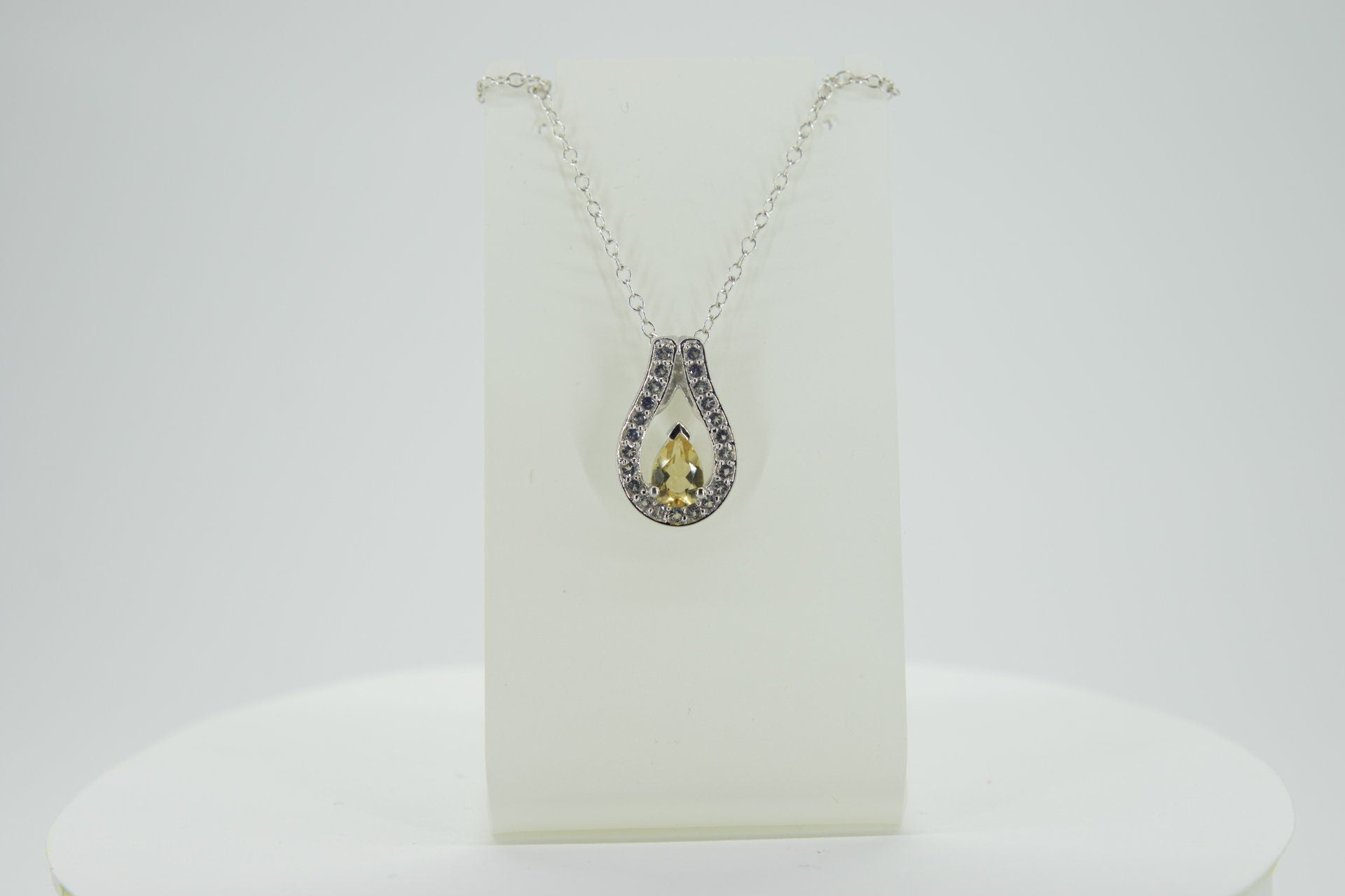 0,65 Carat Citrin  Anhanger 925 Silber weisstopas 925 Silber goldener Ciitrin